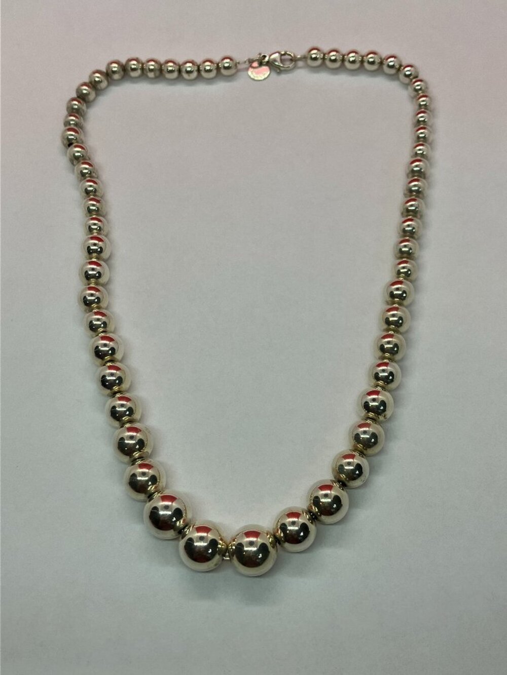 Tiffany & Co. Sterling Silver Ball Bead Graduated Necklace Sz 16 1/4"